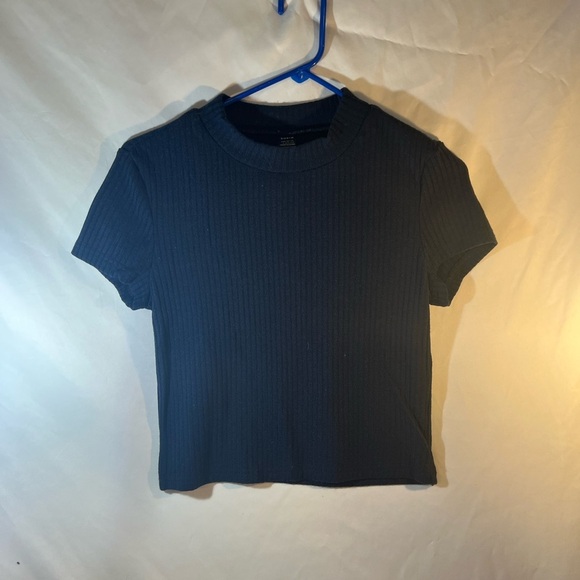 SHEIN Tops - SHEIN Navy Ribbed Short Sleeve Top